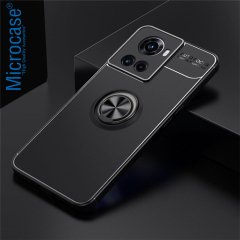 Microcase Oneplus Ace Focus Serisi Yüzük Standlı Silikon Kılıf - Siyah