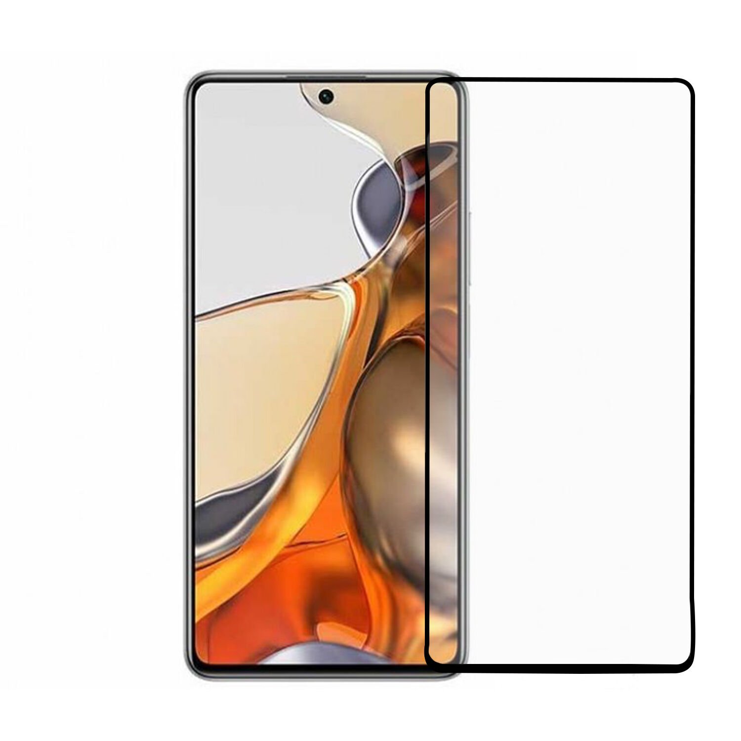 Microcase Xiaomi Redmi Note 12T Pro / Note 11T Pro Tam Kaplayan Çerçeveli Tempered Ekran Koruyucu - Siyah AL3276