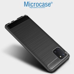Microcase Samsung Galaxy Note 10 Lite - A81 - M60S Brushed Carbon Fiber Silikon Kılıf - Siyah