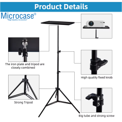 Microcase Sunum Projeksiyon Cihazı Notebook Vb için Çok Amaçlı Ayaklı Katlanır Sehpa Stand Metal + 2.1 MT Tripod - AL5100