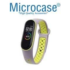 Microcase Xiaomi Mi Band 5 Kayış - Neon Sarı - Gri KY3