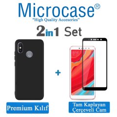 Xiaomi Redmi S2 Premium Matte Silikon Kılıf + Tam Kaplayan Cam
