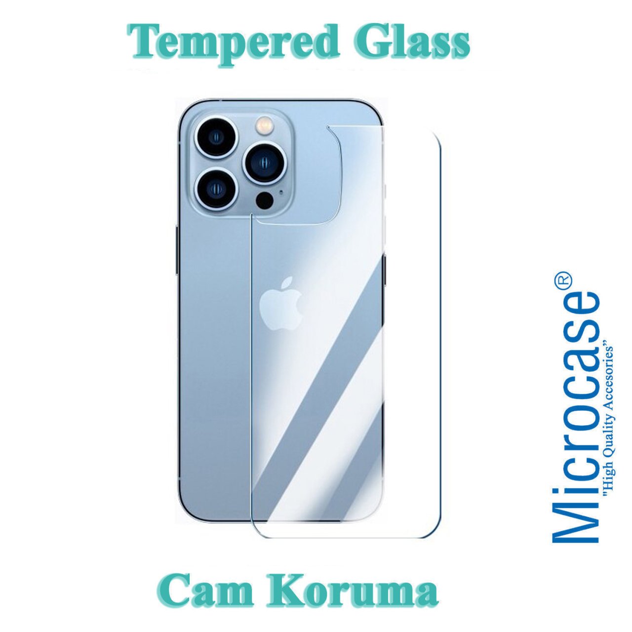Microcase iPhone 13 Pro Arka Kapak için Tempered Glass Cam Koruma