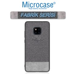 Microcase Huawei Mate 20 Pro Fabrik Serisi Kumaş ve Deri Desen Kılıf - Gri