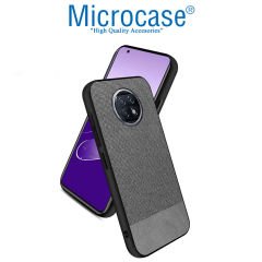 Microcase Xiaomi Redmi Note 9T Fabrik Serisi Kumaş ve Deri Desen Kılıf (SEÇENEKLİ) Gri