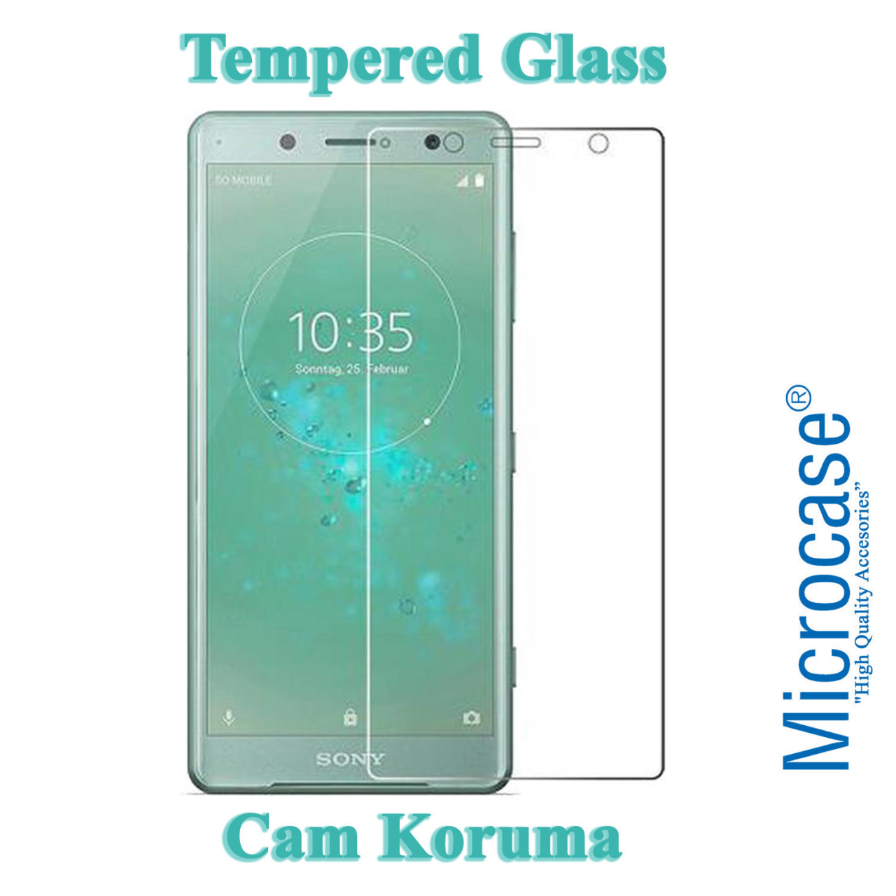 Microcase Sony Xperia XZ2 Premium Tempered Glass Cam Ekran Koruma