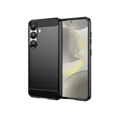 Microcase Samsung Galaxy S25 ile Uyumlu Brushed Carbon Fiber Silikon Kılıf - Siyah AL3332