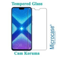 Microcase Huawei Honor 8X Fabrik Serisi Kumaş ve Deri Desen Kılıf - Siyah + Tempered Glass Cam Koruma