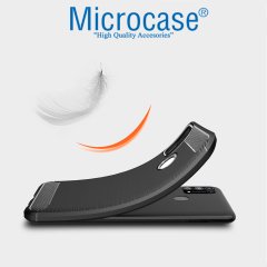 Microcase Samsung Galaxy M31 Brushed Carbon Fiber Silikon Kılıf - Siyah