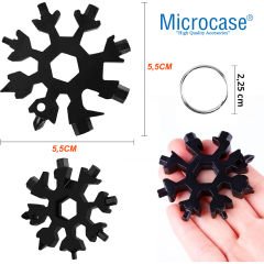 Microcase 18in1 Paslanmaz Çelik Kar Tanesi Taşınabilir Çok Fonksiyonlu Alyan Anahtarlık AL4245
