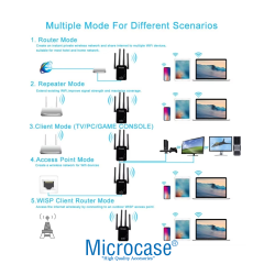 Microcase 300Mbps 4 Antenli Kablosuz Wireless Sinyal Güçlendirici Arttırıcı Wifi Adaptör - AL5070