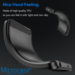 Microcase Samsung Galaxy S25 Plus ile Uyumlu Brushed Carbon Fiber Silikon Kılıf - Siyah AL3332