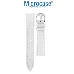 Microcase Honor Watch 4 ile Uyumlu  22mm Universal Deri Kordon Kayış-KY98 Beyaz