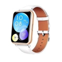 Microcase Honor Watch 4 ile Uyumlu  22mm Universal Deri Kordon Kayış-KY98 Beyaz