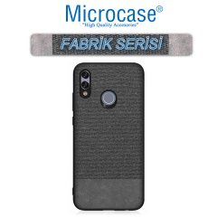 Microcase Huawei Honor 8X Fabrik Serisi Kumaş ve Deri Desen Kılıf - Siyah