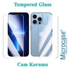 Microcase iPhone 13 Pro Max Ön ve Arka Tempered Glass Cam Koruma