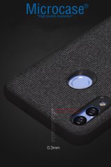 Microcase Huawei Honor 8X Fabrik Serisi Kumaş ve Deri Desen Kılıf - Siyah