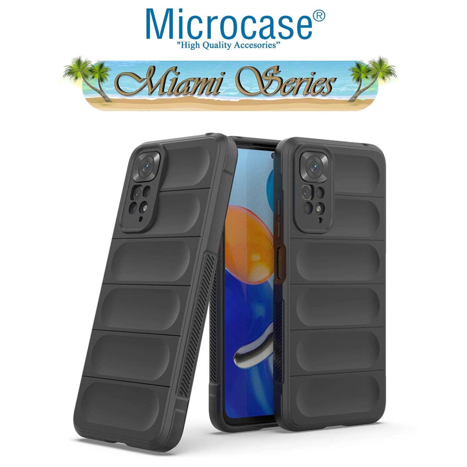 Microcase Xiaomi Redmi Note 11S 2022 Global Miami Serisi Darbeye Dayanıklı Silikon Kılıf - Koyu Gri