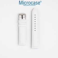 Microcase Amazfit Bip 5  ile Uyumlu  22mm Universal Deri Kordon Kayış-KY98 Beyaz