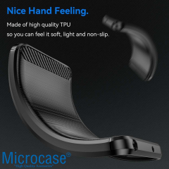 Microcase Xiaomi Poco X7/Redmi Note 14 Pro 5G ile Uyumlu Brushed Carbon Fiber Silikon Kılıf - Siyah AL3332