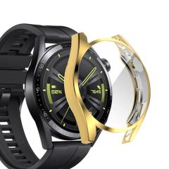 Microcase Huawei Watch GT 3 46 mm Önü Kapalı Tasarım Silikon Kılıf - Gold