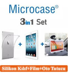 Apple iPad 4 Mini Silikon Kılıf+Ekran Filmi+Oto Tablet Tutucu