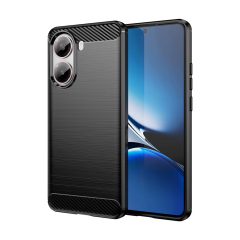 Microcase Xiaomi Poco X7 Pro/Redmi Turbo 4 5G ile Uyumlu Brushed Carbon Fiber Silikon Kılıf - Siyah AL3332