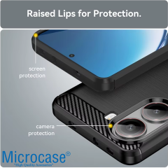 Microcase Xiaomi Poco X7 Pro/Redmi Turbo 4 5G ile Uyumlu Brushed Carbon Fiber Silikon Kılıf - Siyah AL3332