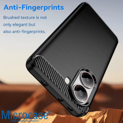 Microcase Xiaomi Poco X7 Pro/Redmi Turbo 4 5G ile Uyumlu Brushed Carbon Fiber Silikon Kılıf - Siyah AL3332