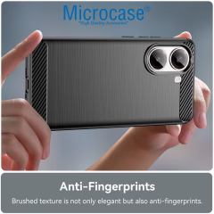 Microcase Xiaomi Poco X7 Pro/Redmi Turbo 4 5G ile Uyumlu Brushed Carbon Fiber Silikon Kılıf - Siyah AL3332