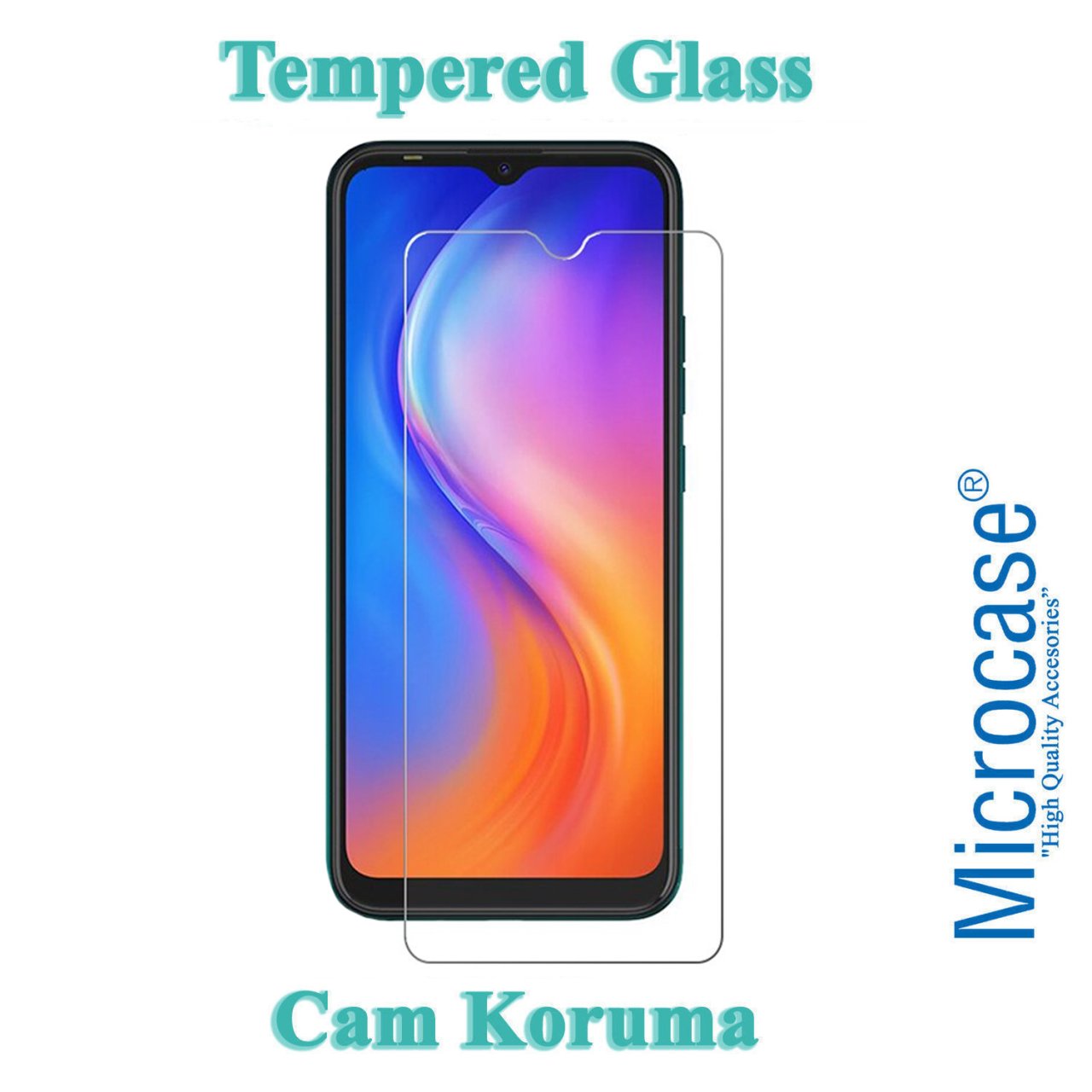 Microcase Tecno Spark 6 Go Tempered Glass Cam Ekran Koruyucu
