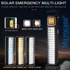 Microcase 2 Watt Cob LED + 45 Ledli Solar Şarjlı Işıldak Var Profesyonel El Feneri - AL4093