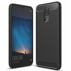 Huawei MATE 10 LİTE Brushed Carbon Silikon + Tempered Cam