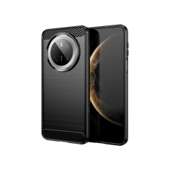 Microcase Huawei Mate 70 ile Uyumlu Brushed Carbon Fiber Silikon Kılıf - Siyah AL3332
