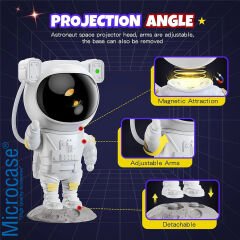 Microcase 3 W Astronot Yıldızlı Gökyüzü Lazer Projeksiyon Lambası USB Yıldızlı Gece Lambası - AL4099