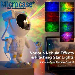 Microcase 3 W Astronot Yıldızlı Gökyüzü Lazer Projeksiyon Lambası USB Yıldızlı Gece Lambası - AL4099