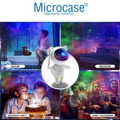Microcase 3 W Astronot Yıldızlı Gökyüzü Lazer Projeksiyon Lambası USB Yıldızlı Gece Lambası - AL4099