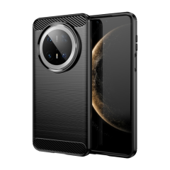Microcase Huawei Mate 70 Pro/ 70 Pro Plus ile Uyumlu Brushed Carbon Fiber Silikon Kılıf - Siyah AL3332