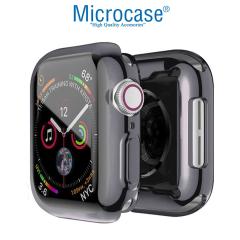 Microcase Apple Watch 7 41 mm Önü Kapalı Tasarım Silikon Kılıf - Antrasit Gri