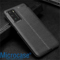 Microcase Xiaomi Poco M3 Leather Tpu Silikon Kılıf - Siyah