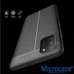 Microcase Xiaomi Poco M3 Leather Tpu Silikon Kılıf - Siyah