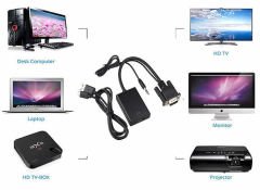 VGA Erkek to HDMI Çıkış + 1080P HD + Ses TV AV HDTV Video Dönüştü