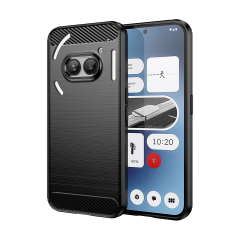 Microcase Nothingphone 2A Plus ile Uyumlu Brushed Carbon Fiber Silikon Kılıf - Siyah AL3332