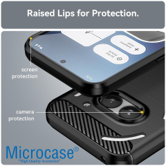Microcase Nothingphone 2A Plus ile Uyumlu Brushed Carbon Fiber Silikon Kılıf - Siyah AL3332