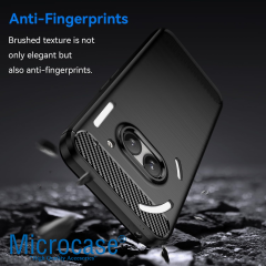 Microcase Nothingphone 2A Plus ile Uyumlu Brushed Carbon Fiber Silikon Kılıf - Siyah AL3332