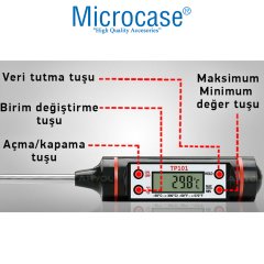 Microcase Mutfak için Dijital Gıda Termometresi Sıvı Gıda,Et,Su,Süt Yiyecek Sıcaklık Ölçer - AL2964