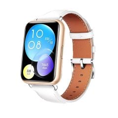 Microcase Huawei Watch Ultimate ile Uyumlu  22mm Universal Deri Kordon Kayış-KY98 Beyaz