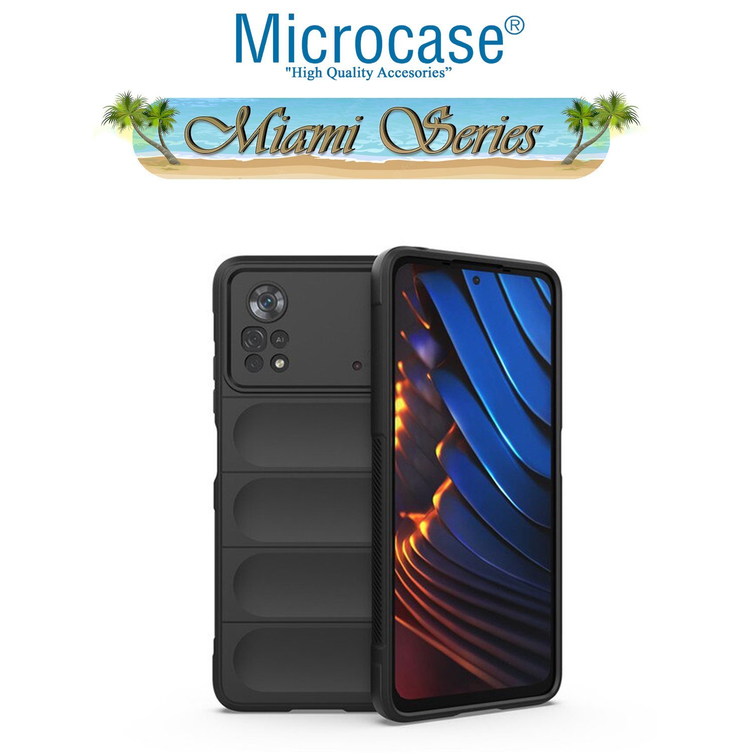 Microcase Xiaomi Poco X4 Pro 5G  Miami Serisi Darbeye Dayanıklı Silikon Kılıf - Siyah