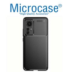 Microcase Xiaomi Mi 12 Maxy Serisi Carbon Fiber Silikon Kılıf-Siyah