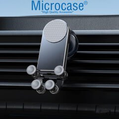 Microcase 4 Nokta Destekli Tasarım Araç İçi Kavramalı Izgarlıktan Telefon Tutucu - Siyah AL4083